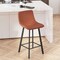 Merrick Lane Oretha Set of 2 Modern Upholstered Stools with Contoured, Low Back Bucket Seats and Iron Frames